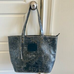 CORRAL Large Distressed Black/Silver Fringe Purse/Tote ~ Made in Mexico